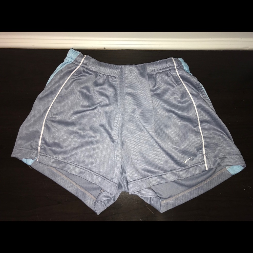 Grey and blue nike shorts